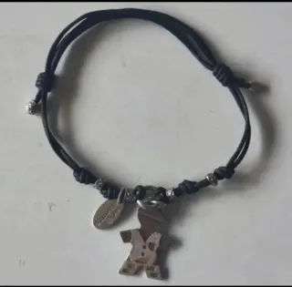 Pulseras Plata Ley y Cordón Negro