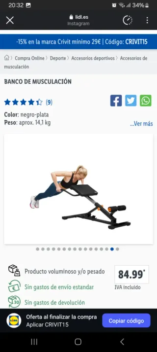 Banco de musculación Crivit