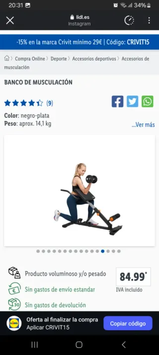 Banco de musculación Crivit