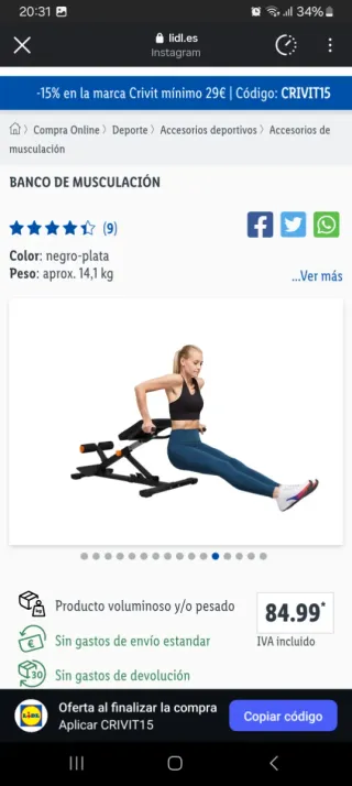 Banco de musculación Crivit