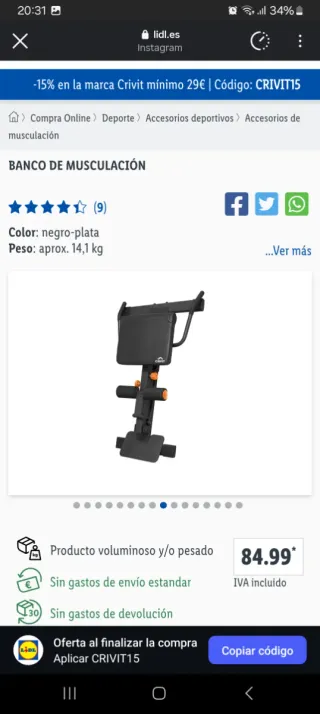 Banco de musculación Crivit