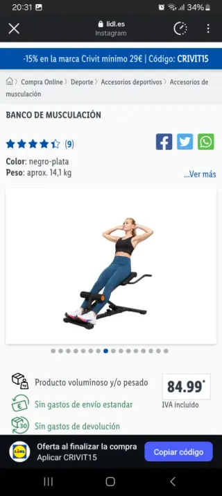 Banco de musculación Crivit