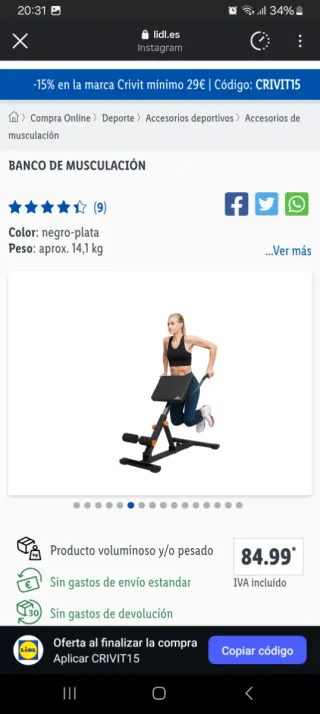 Banco de musculación Crivit