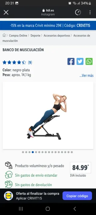 Banco de musculación Crivit