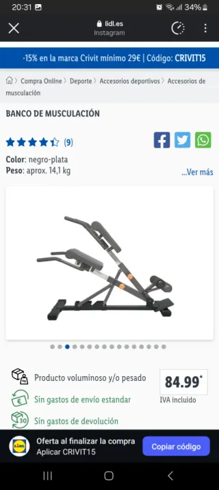 Banco de musculación Crivit