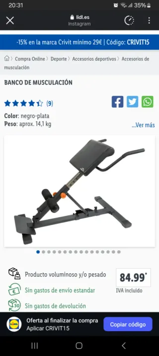 Banco de musculación Crivit