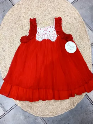 Vestido rojo niña con etiqueta Dolce Petit