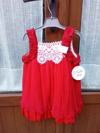Vestido rojo niña con etiqueta Dolce Petit