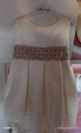 Vestido de ceremonia niña marfil encaje