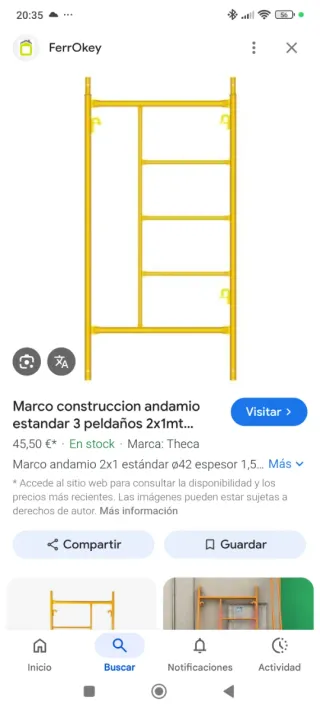 Andamio y 4 chapas extensibles