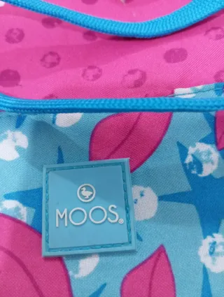 Mochila Moos tela azul y rosa