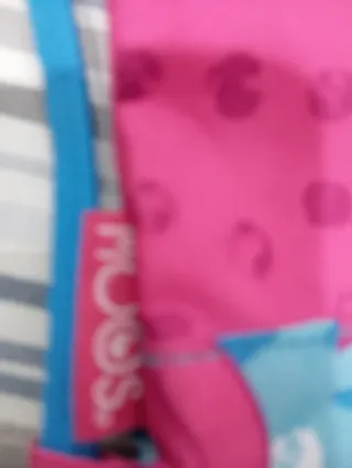 Mochila Moos tela azul y rosa