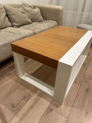 Mesa de centro madera y blanco