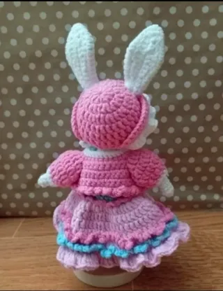 Conejita crochet de ganchillo Hecha a mano NUEVA