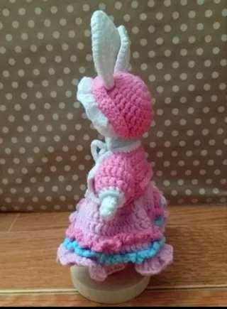 Conejita crochet de ganchillo Hecha a mano NUEVA