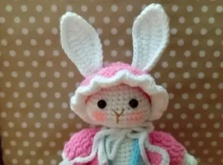 Conejita crochet de ganchillo Hecha a mano NUEVA