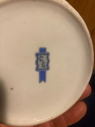 Juego tocador cerámica vintage flores naranjas