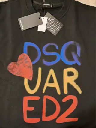 Felpa Dsquared2 XL Nera con Grafica Colorata