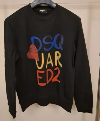 Felpa Dsquared2 XL Nera con Grafica Colorata