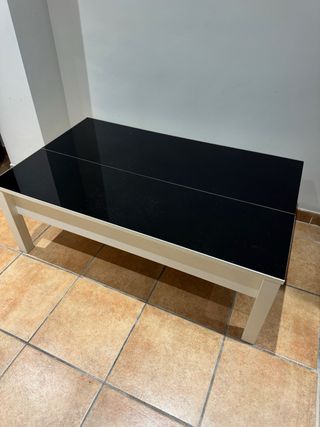 Mesa de centro cristal y madera