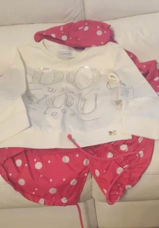 Giacchetto pois con lupetto e maglietta