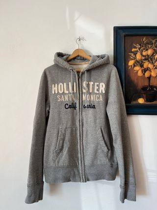 Sudadera Hollister Gris con Capucha talla L