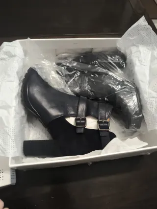 Botines, Hispanitas, Piel, Tacón, Azul Marino.