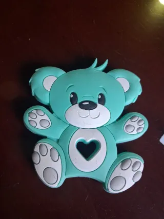 Mordedor Silicona Oso Corazón Azul