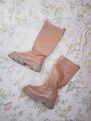 Stivali D'emblèe cuoio fondo carro armato beige 37