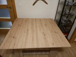 Mesa baja extensible madera y cristal