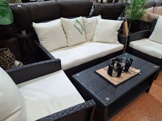 Conjunto Sofás y Mesa Ratan Terraza