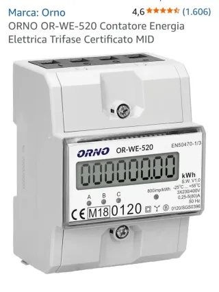 ORNO OR-WE-520 Contatore Elettricità 3 Fasi