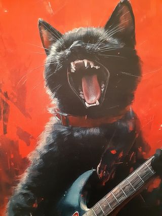 Poster Lienzo "Gato Negro Rockero"