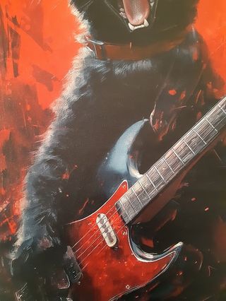 Poster Lienzo "Gato Negro Rockero"