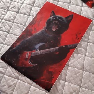 Poster Lienzo "Gato Negro Rockero"