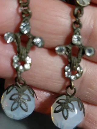 Pendientes Vintage Opalina Bronce 5cm