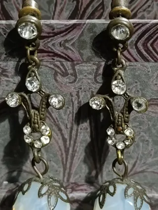 Pendientes Vintage Opalina Bronce 5cm