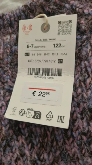 Camisola Zara 6-7 anos nova c/ etiqueta