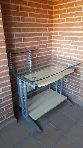 Escritorio cristal y madera