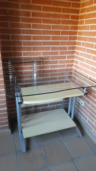 Escritorio cristal y madera