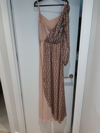 Vestido Poète floral rosa palo