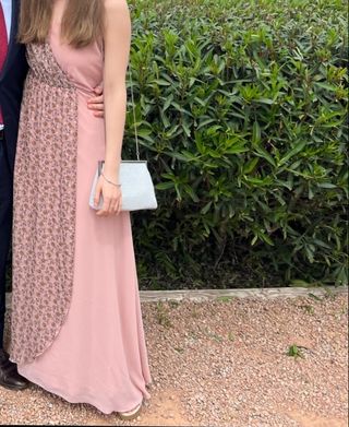 Vestido Poète floral rosa palo