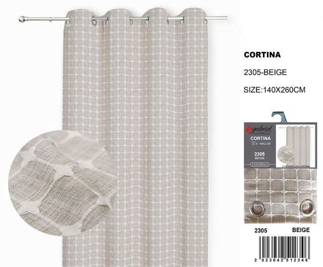 Confezione da 2 Tende con 8 Occhielli 140x260cm