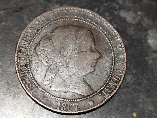 Moneda 5 Céntimos Escudo 1867