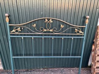 Cabecero de cama vintage metal dorado y verde