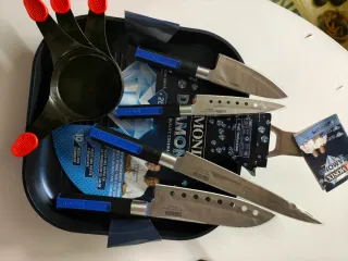 Juego cuchillos y sartén grill ...