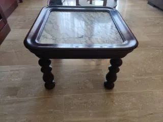 Mesa centro madera y mármol