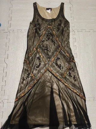 Vestido fiesta tirante ancho pedrería