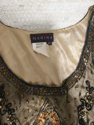 Vestido fiesta tirante ancho pedrería