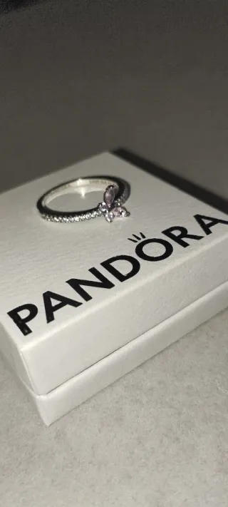 Anello Pandora Farfalla Rosa Argento